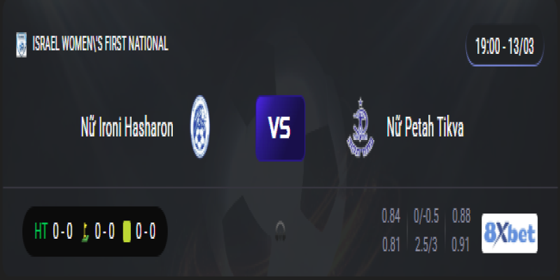 Trực tiếp Nữ Ironi Hasharon vs Nữ Petah Tikva 19:00, ngày 13/03/2025